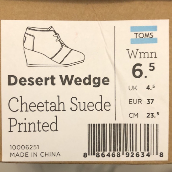 NEW Toms Wedge Bootie, Size 6.5, Color Cheetah - Picture 5 of 5